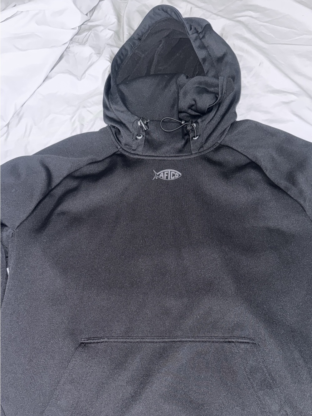 AFTCO Black Hooded Pullover with neck/lower face wind shield